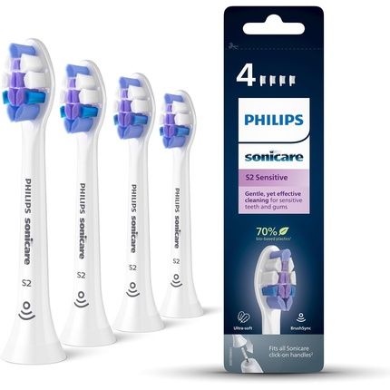 Philips Sonicare S2 Sensitive Brush Heads With Extra Soft Bristles For Sensitive Teeth And Gums White
