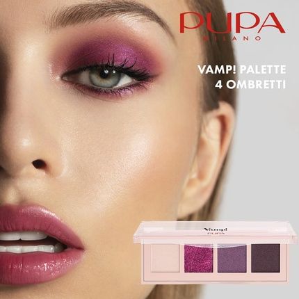 Pupa Milano Vamp! 4 Eyeshadow Palette 004 Vibrant Plum 0.183 Oz - Eye Makeup - Matt, Satin, Metallic Finishes - Lightweight - Blends Easily - Talc-Free - Image 3
