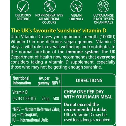 Vitabiotics Ultra Vitamin D Gummies 50 Vegan Natural Orange Flavoured Gummies