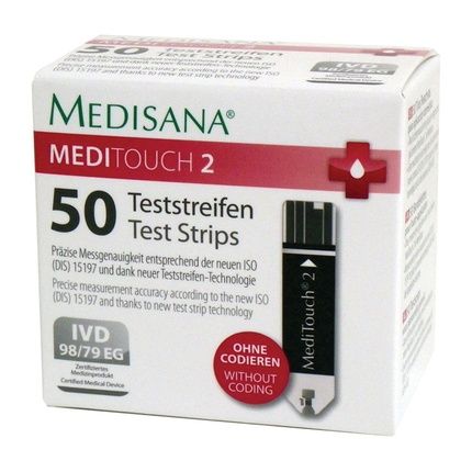 Medisana Meditouch 2 Blood Sugar Test Strips 50 Replacement Strips For Blood Glucose Monitor 79038