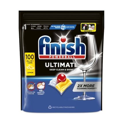 Finish Powerball Ultimate Allin1 Lemon Sparkle Dishwasher Capsules 100 Pieces