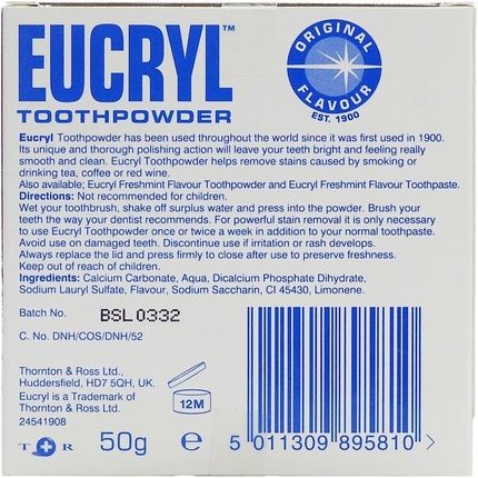 Eucryl Toothpowder Freshmint Flavour 50G