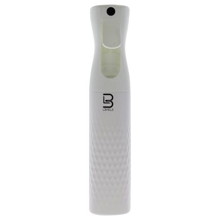 L3Vel3 Beveled Spray Bottle Distributes Water Evenly Covers Large Areas Produces Powerful Continuous Mist Easy Comfortable To Hold Innovative Design White 300Ml