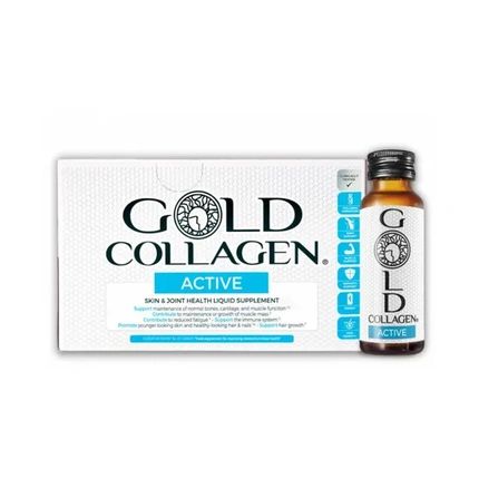 Minerva Research Labs Gold Collagen Active Liquid Supplement For Skin, Hair, And Joints - 10 Vials Of 50 Milliliters