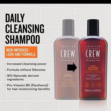 American Crew Men'S Daily Cleansing Shampoo With Citrus Mint Fragrance 3.3 Fl Oz - Image 3