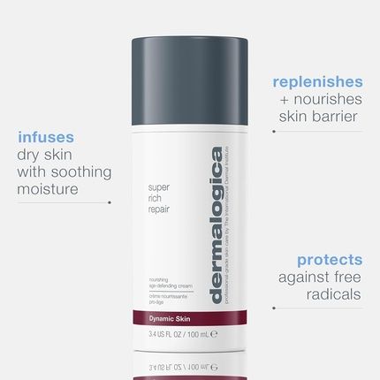 Dermalogica Super Rich Repair Moisturizer 100Ml - Nourishes Chronically Dry Skin, Insulates Skin Against Extreme Environmental Elements, Fortified With Allantoin To Help Soothe All Skin Types
