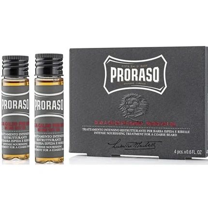 Proraso Wood Spice Hot Oil Beard Treatment Restructuring Beard Oil Set Of 4 X 17 Ml