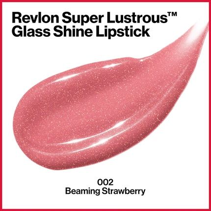 Revlon Super Lustrous Glass Shine Lipstick With Moisturizing Creamy Formula Enriched With Hyaluronic Acid, Aloe, And Rose Quartz 3.1G 002 Beaming Strawberry - Image 3