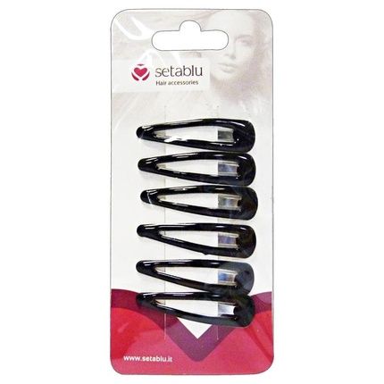 Setablu Clic Clac 5 Cm Nero Hair Accessories - 6 Pezzi