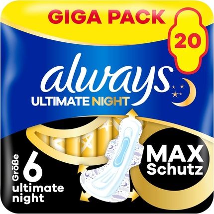 Always Ultimate Night Pads For Women Size 6 - 20 Sanitary Pads With Wings