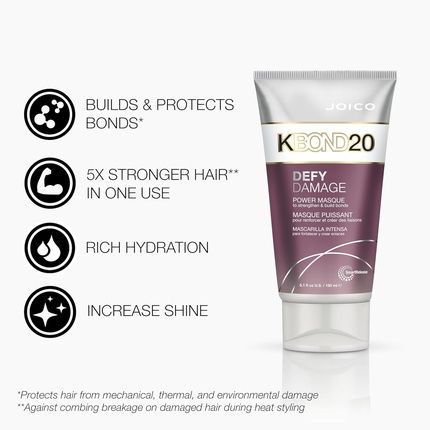 Joico Defy Damage Kbond20 Power Masque For Stronger Hydrated Hair Color-Safe Rebuild & Protect Bonds Paraben-Free Animal-Test Free Formula 5.1 Fl Oz - Image 3