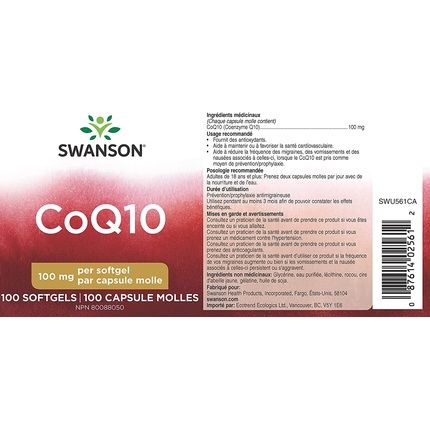 Swanson Coq10 Heart Health Cardiovascular Brain Energy Antioxidant Support Coenzyme Q10 Supplement 100Mg 100 Softgels - Image 3