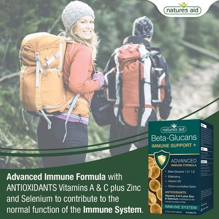 Natures Aid Beta-Glucans Immune Support + 90 Tablets With Elderberry Vitamin D3 And Garlic - Image 3