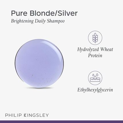 Philip Kingsley Pure Blonde/Silver Brightening Daily Purple Shampoo For Blonde Gray Silver Brassy Colored Highlighted Bleached Hair Toner 250Ml - Image 3