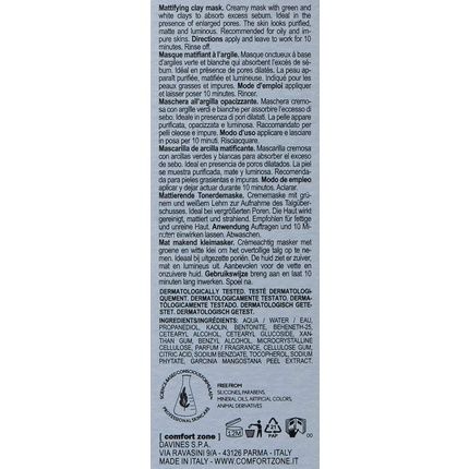 Comfort Zone Active Pureness Clay Mask 60Ml Bottle - Creamy Clay Mask - Image 3