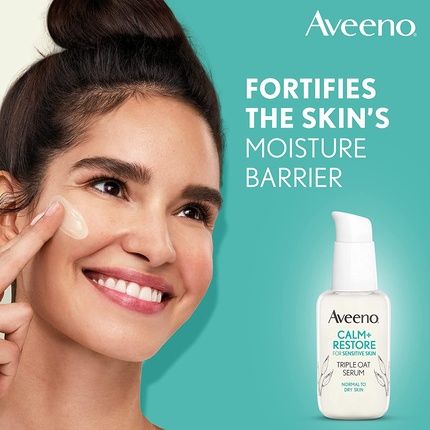 Aveeno Face Calm + Restore Triple Oat Serum 30Ml & Face Calm + Restore Nourishing Oat Cleanser With Prebiotic Oat And Feverfew 200Ml - Image 3