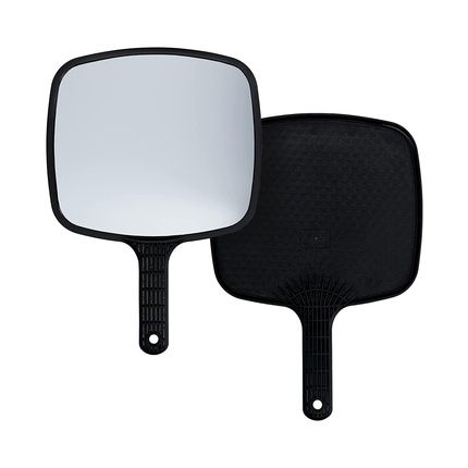 T4B Lussoni Professional Handle Mirror Ergonomic Lightweight And Practical Portable Easy To Use Hairdressing Accessory Barber Makeup Black