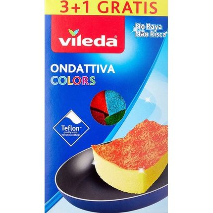 Vileda Milleusi Colors 3+1 Sponge, Multicolored, 13 X 22 X 2.6 Cm, 4 Units