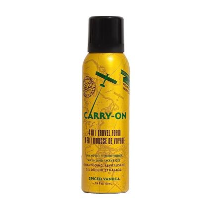 18.21 Man Made Carry On 4-In-1 Travel Foam Shampoo Conditioner Wash & Shave 3.4 Fl. Oz Spiced Vanilla