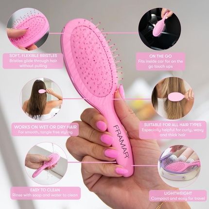 Framar Mini Hair Brush For Women - Small Detangler
