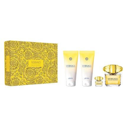 Versace Yellow Diamond Gift Set - Eau De Toilette Spray 90Ml, Body Lotion 100Ml, Shower Gel 100Ml, Eau De Toilette 5Ml