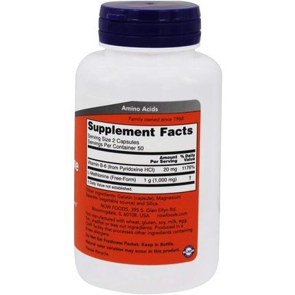 Now Foods L-Methionine 500Mg 100 Capsules - Image 3