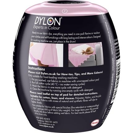 Dylon Washing Machine Fabric Dye Pod For Clothes And Soft Furnishings 350G Peony Pink