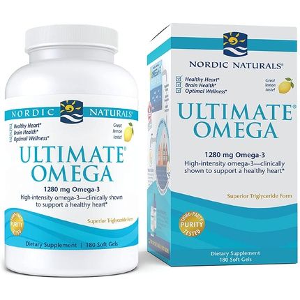 Nordic Naturals Ultimate Omega Lemon Flavor Softgels 1280Mg 180 Count