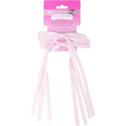 Brushworks Satin Hair Bow Duo Pink