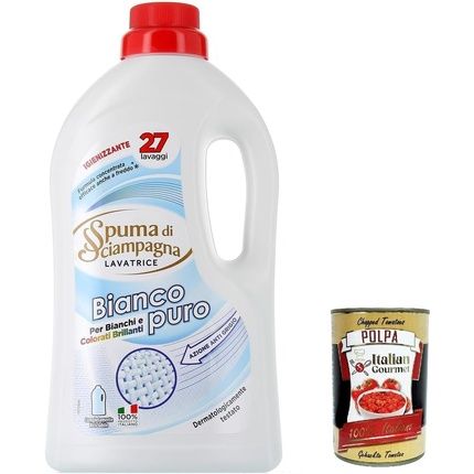 Spuma Di Sciampagna White Pure Washing Machine Detergent Disinfectant Liquid Detergent 27 Washes 1215Ml Italian Gourmet Polpa 400G