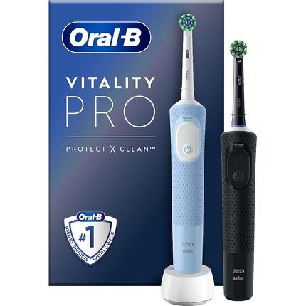 Oral-B Vitality Pro Electric Toothbrush With 2 Brush Heads 3 Cleaning Modes For Dental Care Gift For Men/Women Designed By Braun Black/Blue