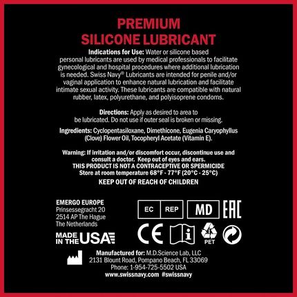 Swiss Navy Silicone Anal Based Lubricant 4Oz 118Ml