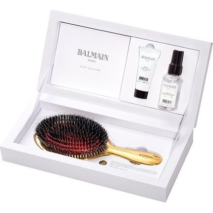 Balmain Golden Spa Brush Set Gold Hairbrush + Argan Elixir 20Ml + Leave-In Conditioner Spray 50Ml