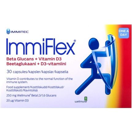 Immiflex Clinically Proven Betaglucan Supplement 30 Vegetarian Capsules With Vitamin D 30 Count