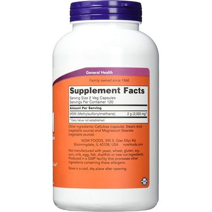 Now Foods Msm 1000Mg Standard 240 Capsules