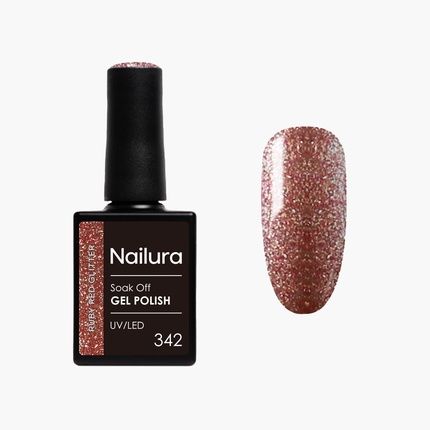 Nailura Gel Polish 342 Ruby Red Glitter 10 Ml