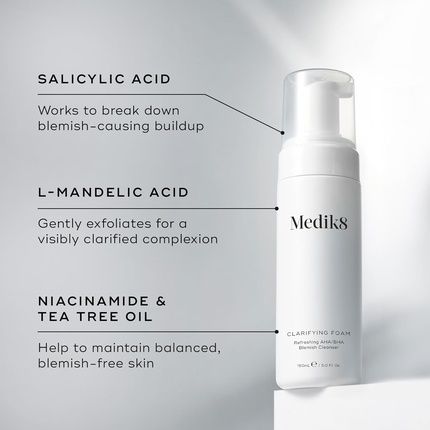 Medik8 Clarifying Foam Exfoliating Aha/Bha Facial Cleanser Purifying Decongesting Anti-Imperfection Hydrates Smooths Blemish-Prone Skin - Image 3