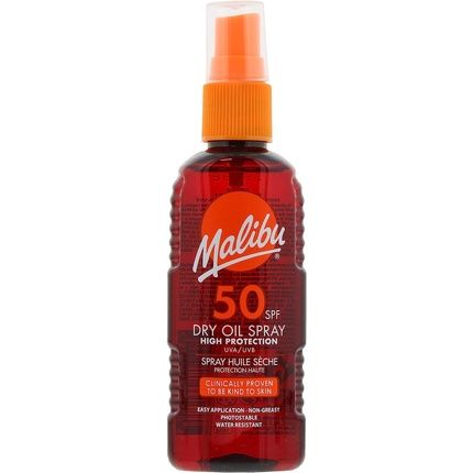 Malibu Sun Spf 50 Non-Greasy Dry Oil Spray For Tanning High Protection Water Resistant 100Ml