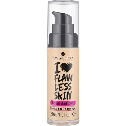 Essence I Love Flawless Skin Foundation No. 30 Long-Lasting Mattifying Instant Result Vegan Oil-Free Uva And Uvb Filter Spf 20 Fragrance-Free 30Ml