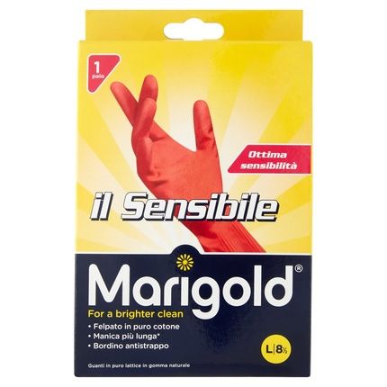 Marigold Sensitive Glove - Thin, Pure Cotton Plush, Long Cuffed, Tear Resistant, Large