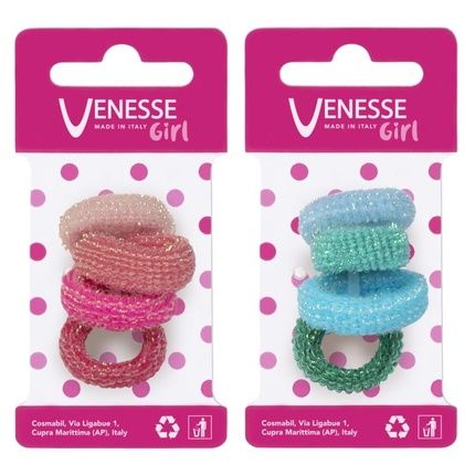 Venesse Elastic Hair Bands Bimba Spugna Piccoli Glitter 4 Pcs