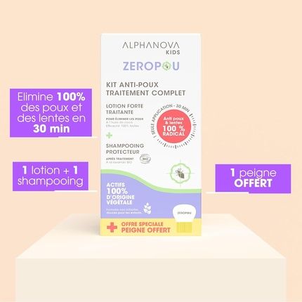 Zeropou Anti-Lice Kit - Strong Lotion 100Ml, Protective Shampoo 200Ml, Comb