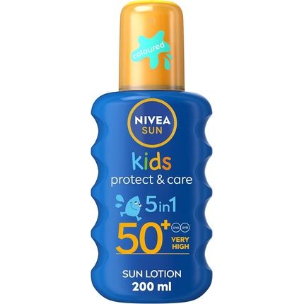 Nivea Sun Kids Protect & Care Spf 50+ Coloured Spray 200Ml Sunscreen Moisturizing Spray
