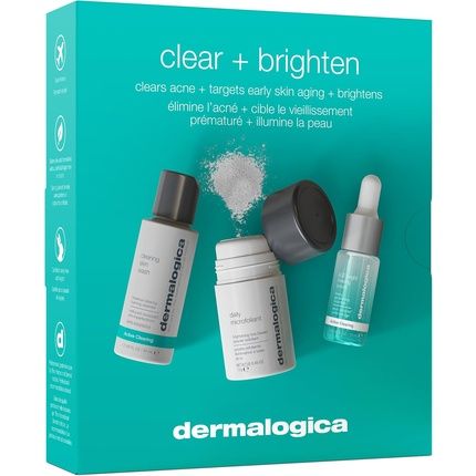 Dermalogica Clear and Brighten Kit Daily Microfoliant 13ML Age Bright Serum 10ML Clear Skin Wash 50ML مجموعة حجم السفر