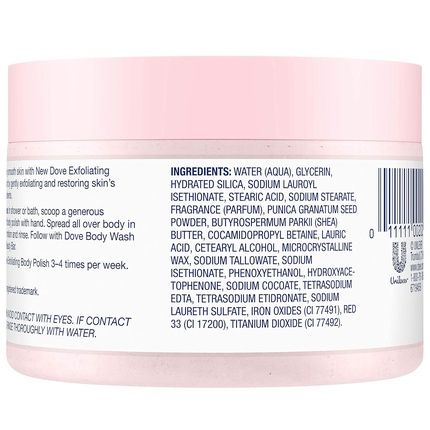 Dove Exfoliating Body Polish Scrub For Silky Soft Skin Pomegranate & Shea