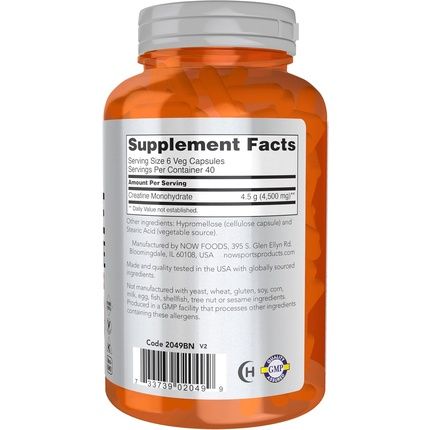 Now Foods Sports Nutrition Creatine Monohydrate 750Mg For Mass Building