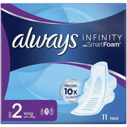 Always Infinity Long Sanitary Towels With Wings 11 Per Pack