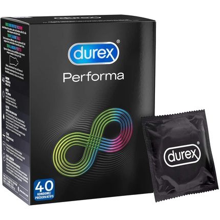 Durex Performa Condoms With 5% Benzocaine Lubricant For Desensitization - Transparent 40 Count