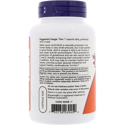 Now Foods Alpha Lipoic Acid 600Mg 120 Veggie Caps - Qty 1