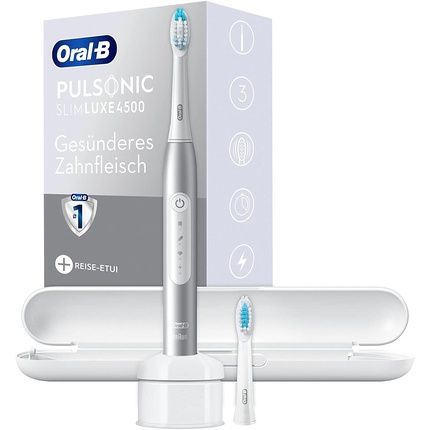 Oral-B Pulsonic Slim Luxe 4500 Electric Sonic Toothbrush With 3 Cleaning Modes And Travel Case Platinum